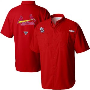 Columbia St. Louis Cardinals Red Tamiami Button-Up Shirt