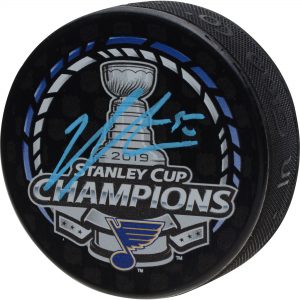 Jordan Binnington St. Louis Blues Autographed 2019 Stanley Cup Champions Logo Puck