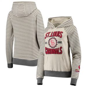 Soft as a Grape St. Louis Cardinals Women’s Oatmeal Striped Pullover Hoodie