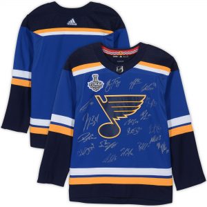 St. Louis Blues Autographed 2019 Stanley Cup Champions Blue Adidas Authentic Jersey