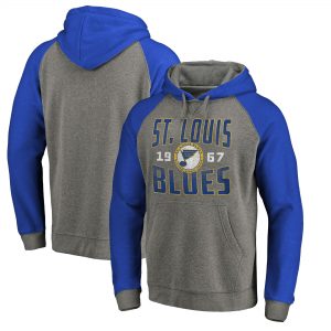 St. Louis Blues Timeless Collection Antique Stack Tri-Blend Raglan Pullover Hoodie